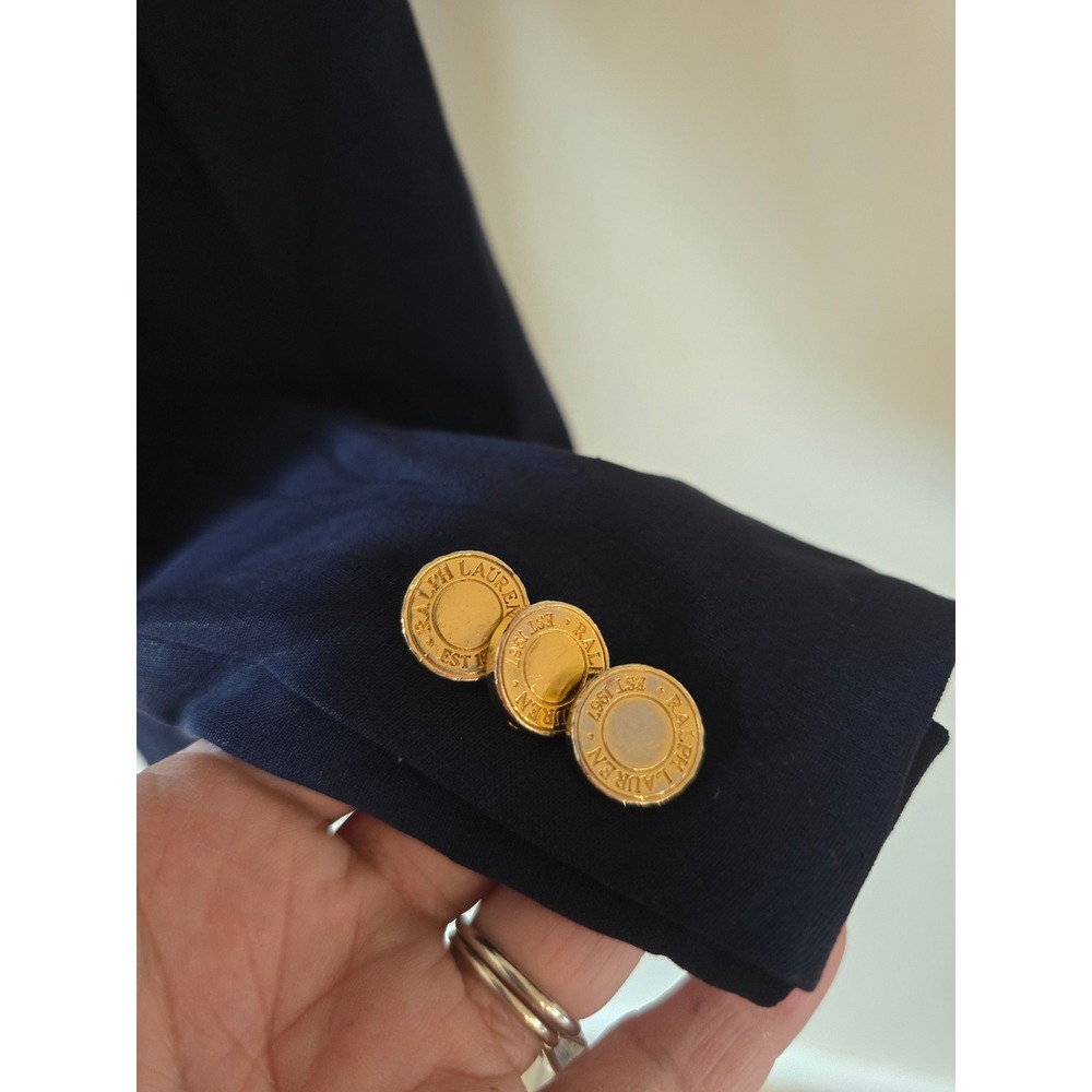 Ralph Lauren Black Label Women's Navy Wool Equestrian Blazer Gold Buttons Size 8 - Picture 4 of 9